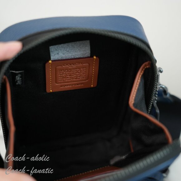 NWT Coach CL948 Stanton Crossbody Bag In Refined Pebble Leather Deep Blue - Picture 8 of 12
